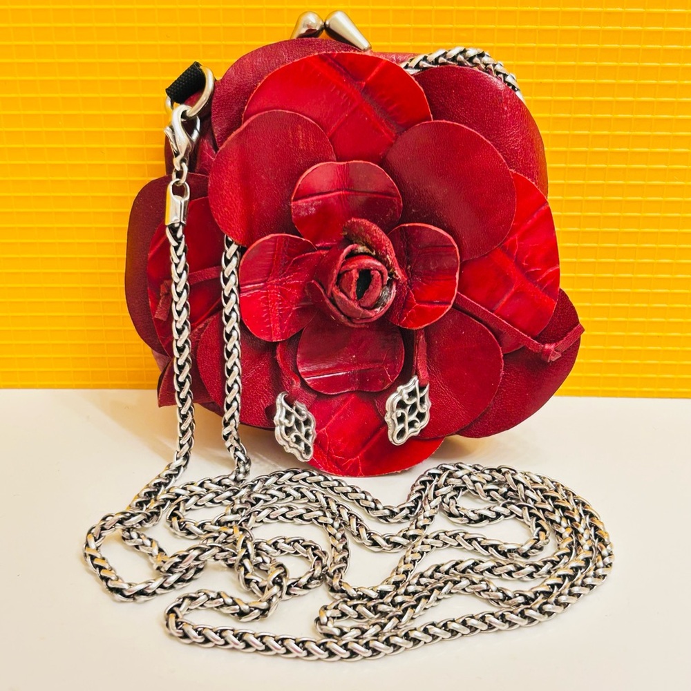 Vintage Brighton 90's Kiss Lock Rose Change Purse/ Wallet/Crossbody